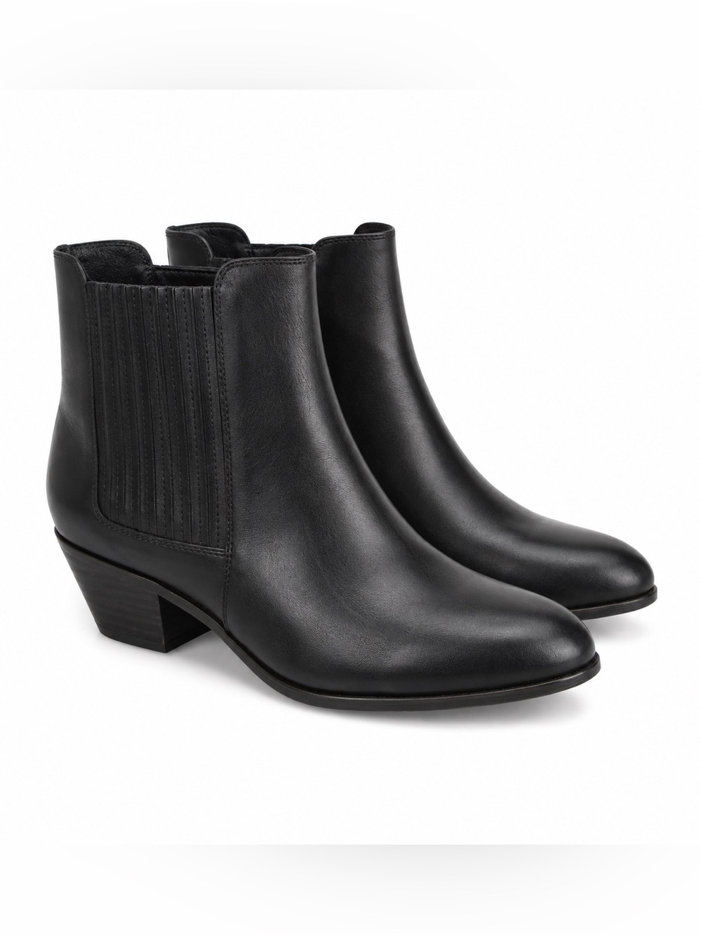 Frye Black Leather Ankle Booties with Low Stacked Heel